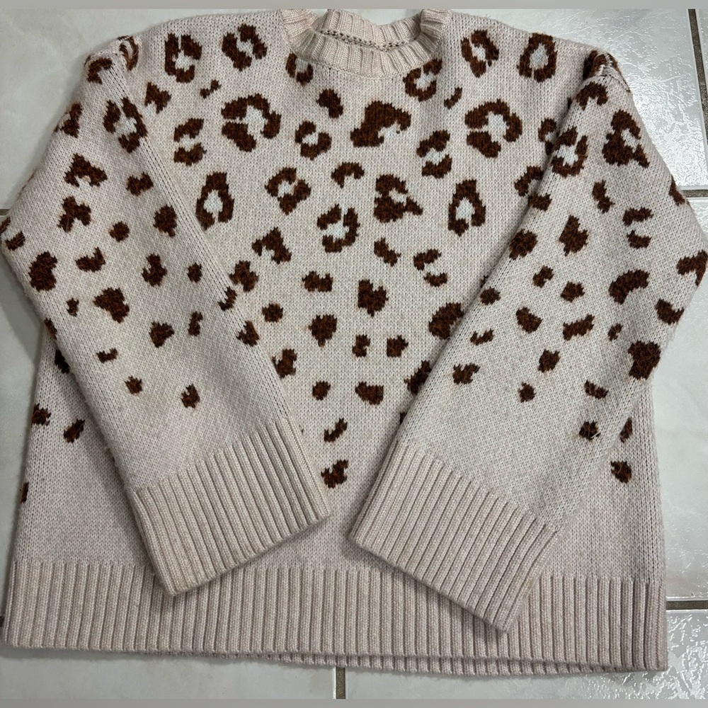 Nine West Cream and Brown Leopard Sweater